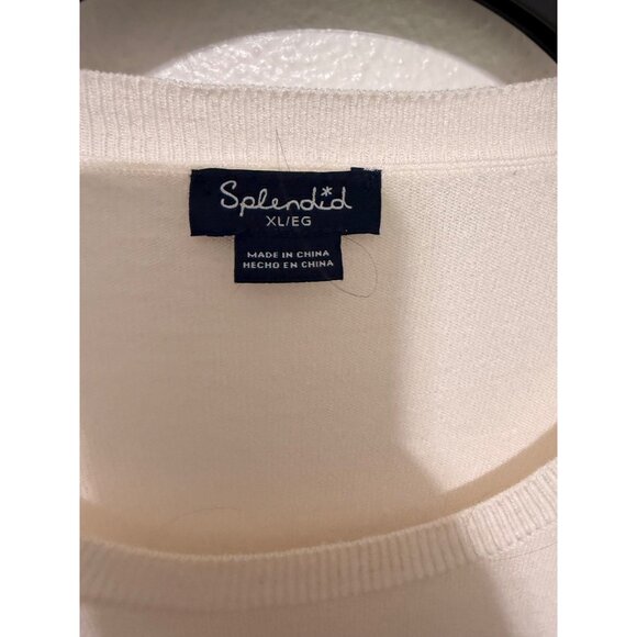 Splendid Sweater Lightweight S/S Cream Slit Sides Womans XL - Picture 3 of 5